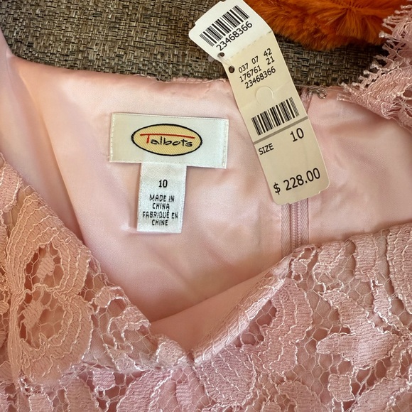 ❣️🆕Talbots Pink Lace Top 3/4 Length Sleeve Full Length Gown❣️ - Picture 9 of 12
